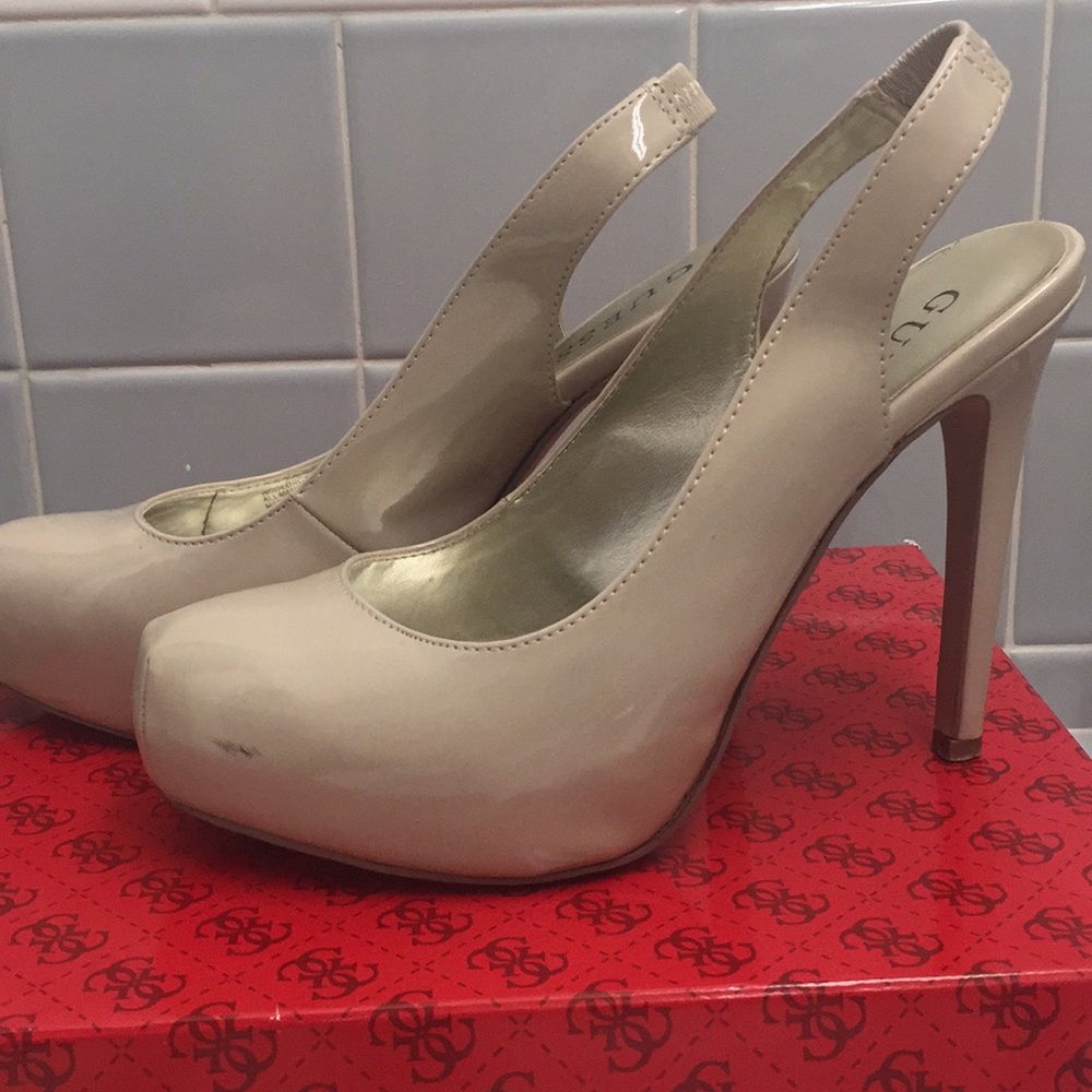 Nude platform heels